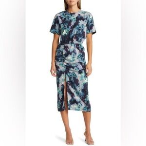 Open Edit Midi Tie Dye Dress With Slit